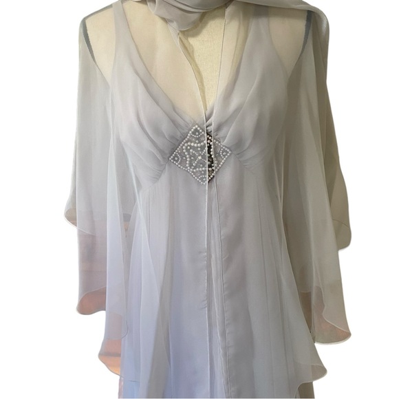 Jack Bryan vintage 1960s Gray Gown with Jeweled Bodice and Cape - Picture 6 of 13